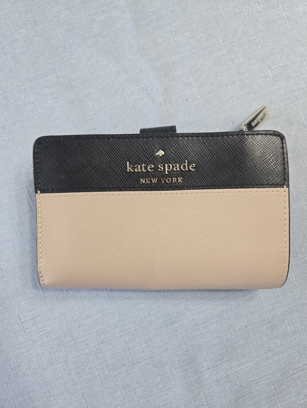 Kate Spade New York Black & Blush Colorblock Leather Zip Around Wallet
